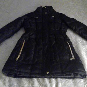 Steve Madden girls black winter coat very warm EUC size 7/8 S/P gold hardware